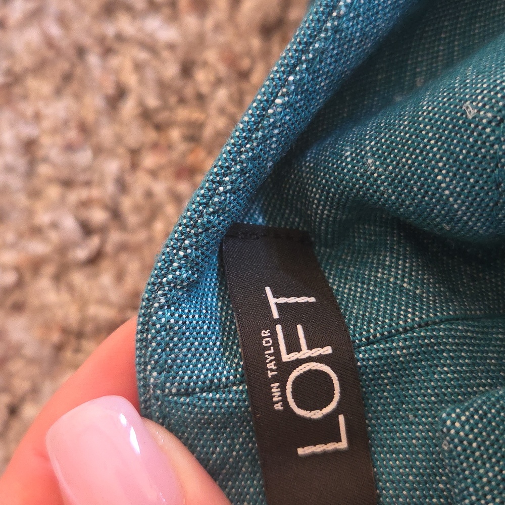 Ann Taylor Loft Teal Textured Fabric - Picture 2 of 3